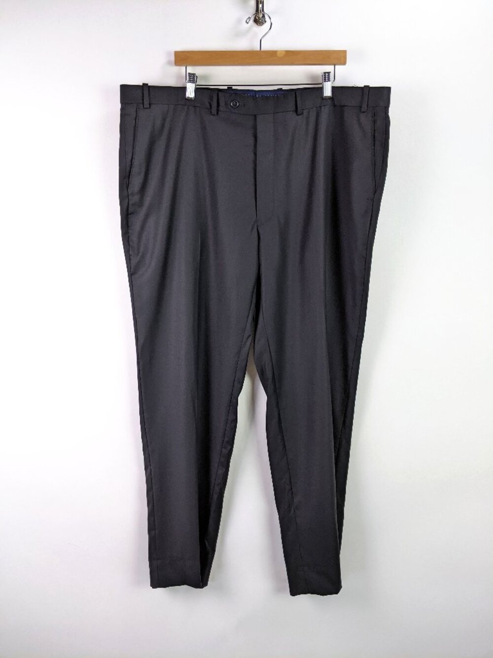 Peter Millar Mens Dress Pants Flat Front Hemmed Trouser in Black Size 44W